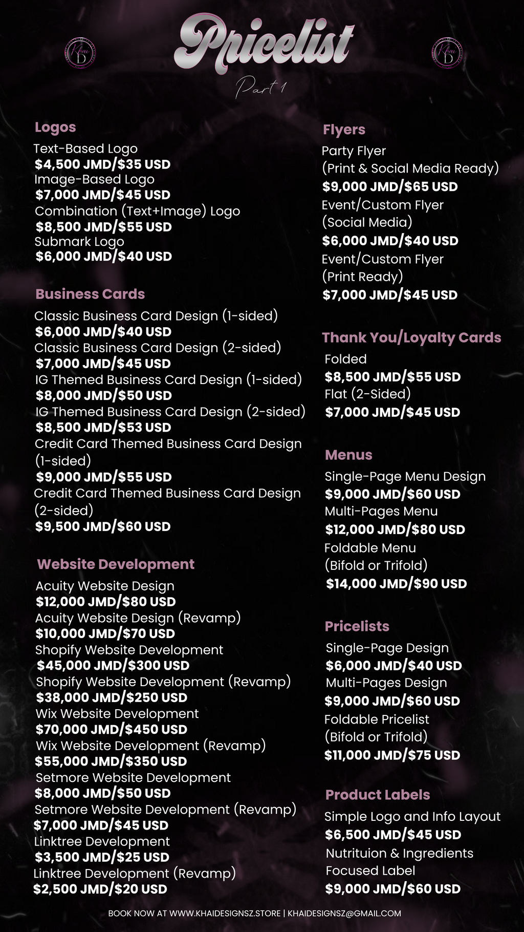 PriceList Design