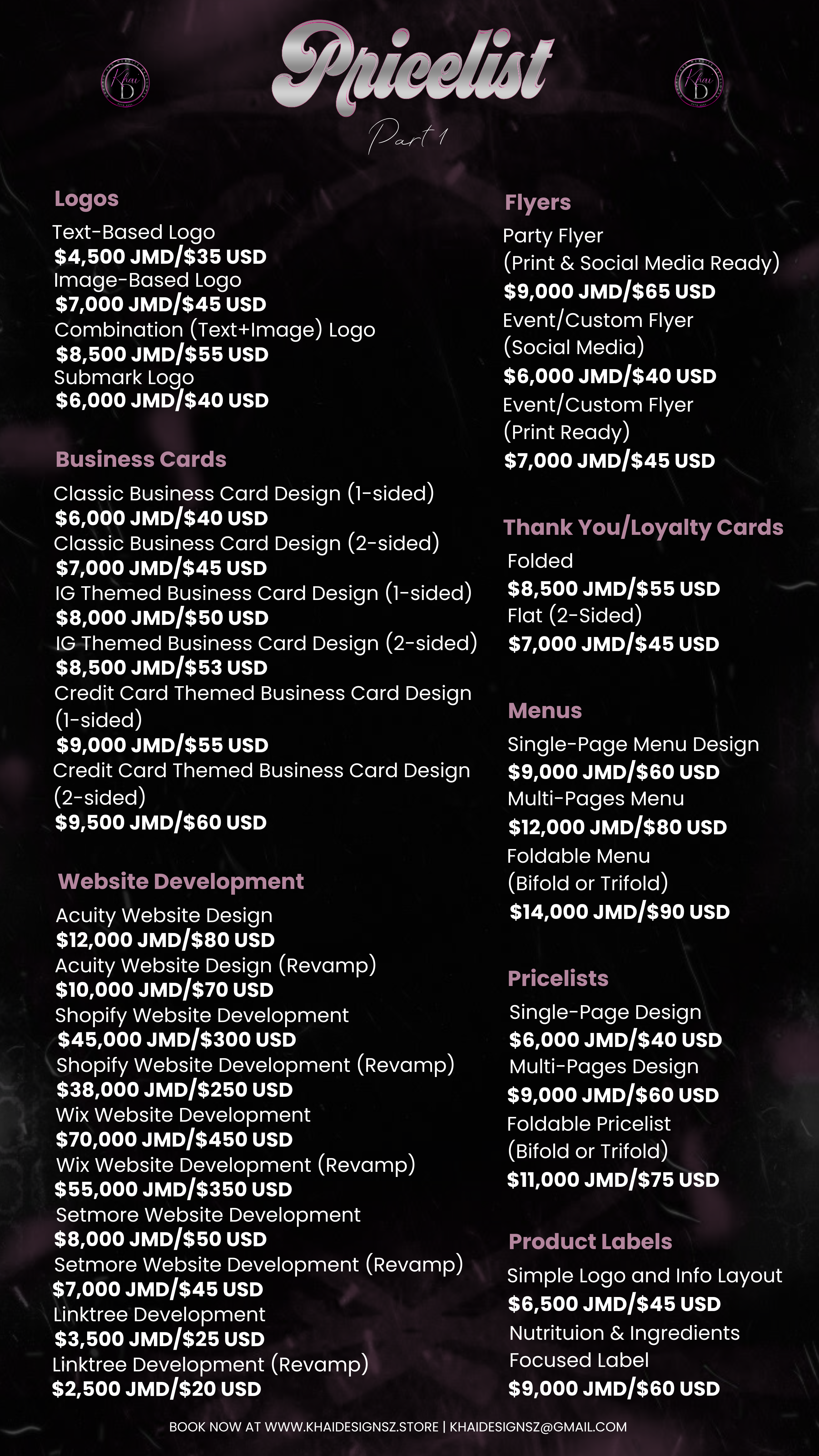 PriceList Design
